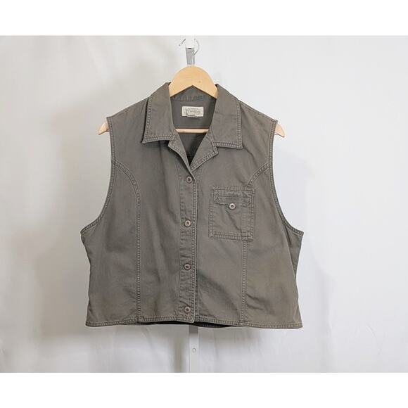 Vintage Jackets & Blazers - Vintage 90s Vest Surplus Green Button Front Misses Size XL